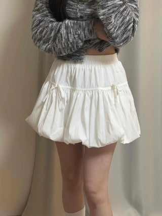 Bubble Shirring Ribbon Tiered Mini Skirt