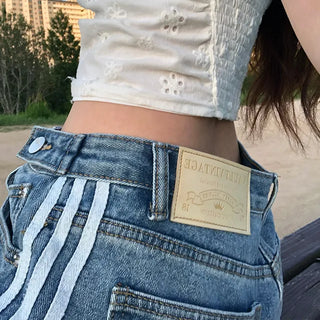 Sura Three-Stripe String Wide Denim Pants