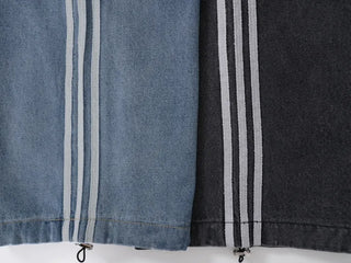 Sura Three-Stripe String Wide Denim Pants