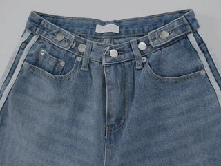 Sura Three-Stripe String Wide Denim Pants