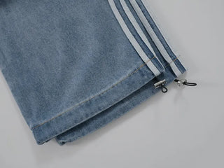 Sura Three-Stripe String Wide Denim Pants