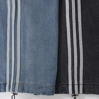 Sura Three-Stripe String Wide Denim Pants