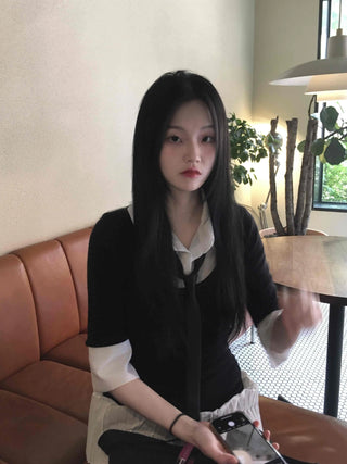 Prep Shirt Layered Short Rib Knit Dress
