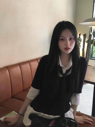 Prep Shirt Layered Short Rib Knit Dress