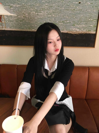 Prep Shirt Layered Short Rib Knit Dress