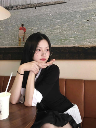 Prep Shirt Layered Short Rib Knit Dress