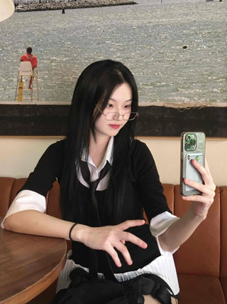 Prep Shirt Layered Short Rib Knit Dress