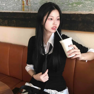 Prep Shirt Layered Short Rib Knit Dress