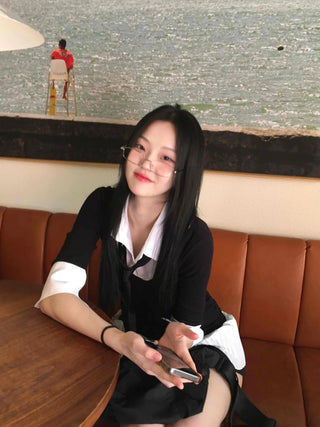 Prep Shirt Layered Short Rib Knit Dress