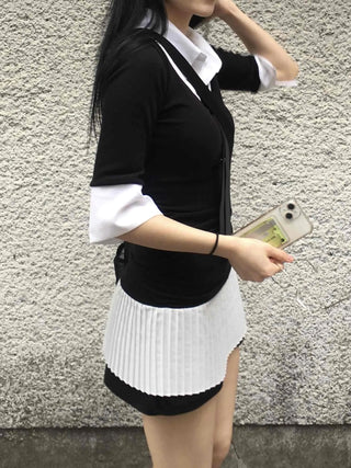 Prep Shirt Layered Short Rib Knit Dress