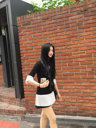Prep Shirt Layered Short Rib Knit Dress