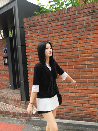 Prep Shirt Layered Short Rib Knit Dress