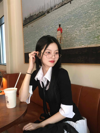 Prep Shirt Layered Short Rib Knit Dress