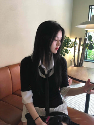 Prep Shirt Layered Short Rib Knit Dress