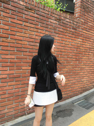 Prep Shirt Layered Short Rib Knit Dress