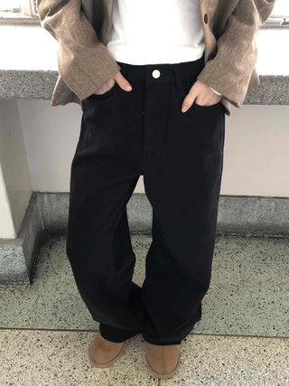 Buckle Point Baggy Fit Straight Wash Pants