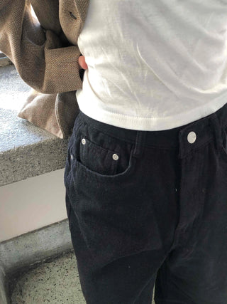 Buckle Point Baggy Fit Straight Wash Pants