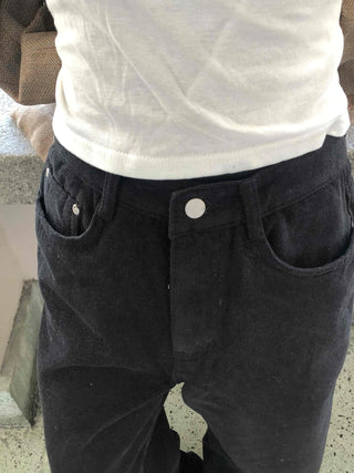 Buckle Point Baggy Fit Straight Wash Pants