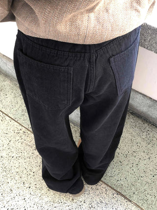 Buckle Point Baggy Fit Straight Wash Pants