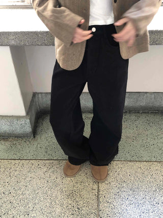 Buckle Point Baggy Fit Straight Wash Pants