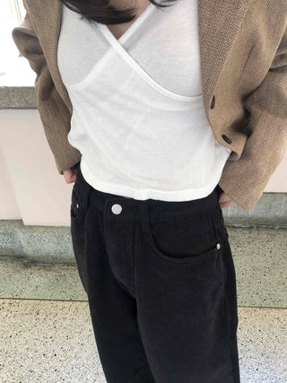 Buckle Point Baggy Fit Straight Wash Pants