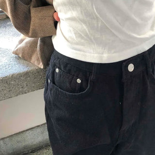 Buckle Point Baggy Fit Straight Wash Pants