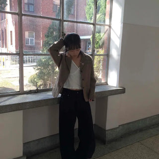 Buckle Point Baggy Fit Straight Wash Pants