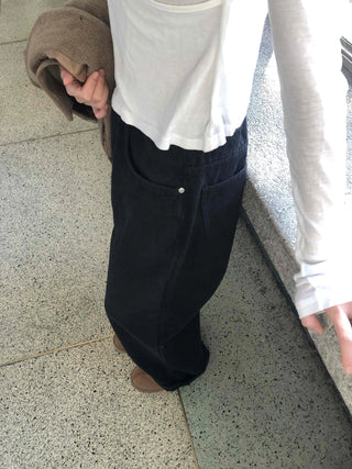 Buckle Point Baggy Fit Straight Wash Pants