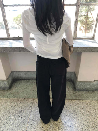 Buckle Point Baggy Fit Straight Wash Pants
