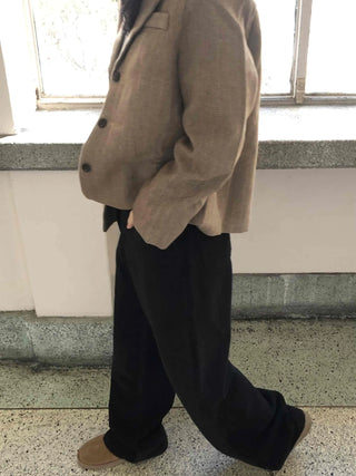 Vintage Herringbone Double-Button Boxy Tailored Jacket
