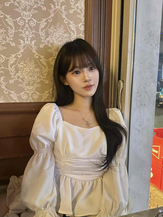 Bell Sleeve Waist Shirred Peplum Blouse
