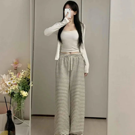 High-Waisted Border Drawstring Maxi Training Pants