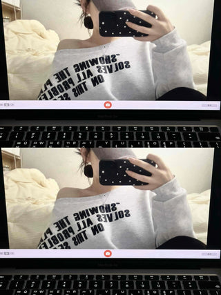 French Typography Mirroring Drop Shoulder Crop Sweatshirt