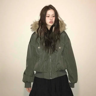 N-2B Raccoon Fur Hooded MA-1 Banded Bomber Jumper