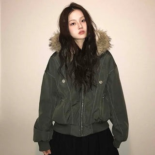 N-2B Raccoon Fur Hooded MA-1 Banded Bomber Jumper