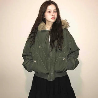 N-2B Raccoon Fur Hooded MA-1 Banded Bomber Jumper