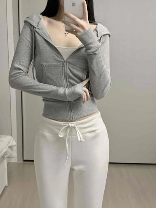 Front Pocket Cozy Fit Hoodie Cropped Zip-up