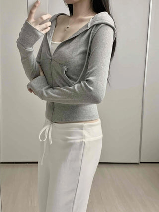 Front Pocket Cozy Fit Hoodie Cropped Zip-up