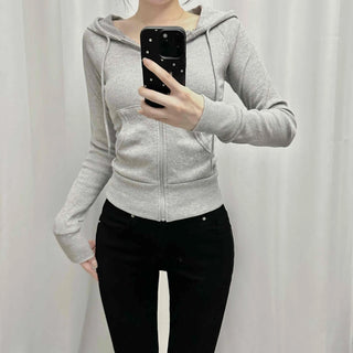 Front Pocket Cozy Fit Hoodie Cropped Zip-up
