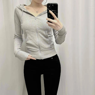 Front Pocket Cozy Fit Hoodie Cropped Zip-up