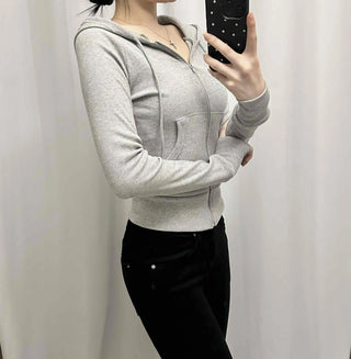 Front Pocket Cozy Fit Hoodie Cropped Zip-up