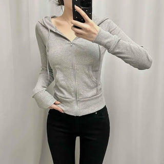 Front Pocket Cozy Fit Hoodie Cropped Zip-up