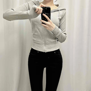 Front Pocket Cozy Fit Hoodie Cropped Zip-up