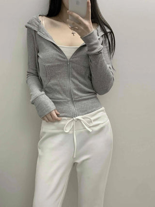 Front Pocket Cozy Fit Hoodie Cropped Zip-up