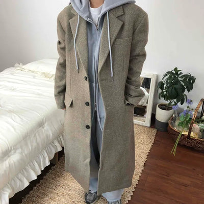 Casual Layered Hidden Button Double Handmade Coat