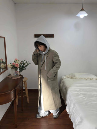Casual Layered Hidden Button Double Handmade Coat