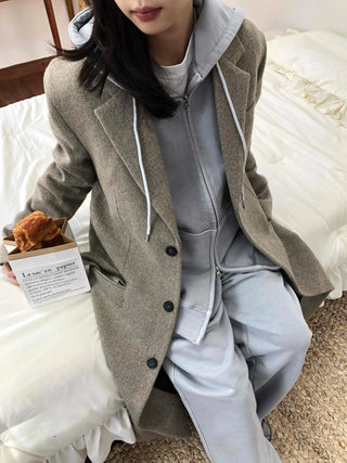 Casual Layered Hidden Button Double Handmade Coat