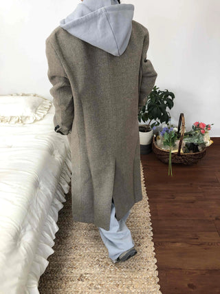 Casual Layered Hidden Button Double Handmade Coat