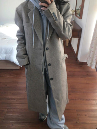 Casual Layered Hidden Button Double Handmade Coat