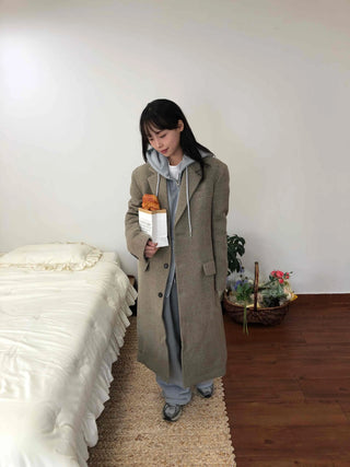 Casual Layered Hidden Button Double Handmade Coat